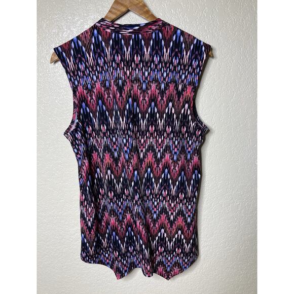 New Directions Top Womens XL Geometric Asymmetrical Layering Blouse Career - Picture 2 of 8